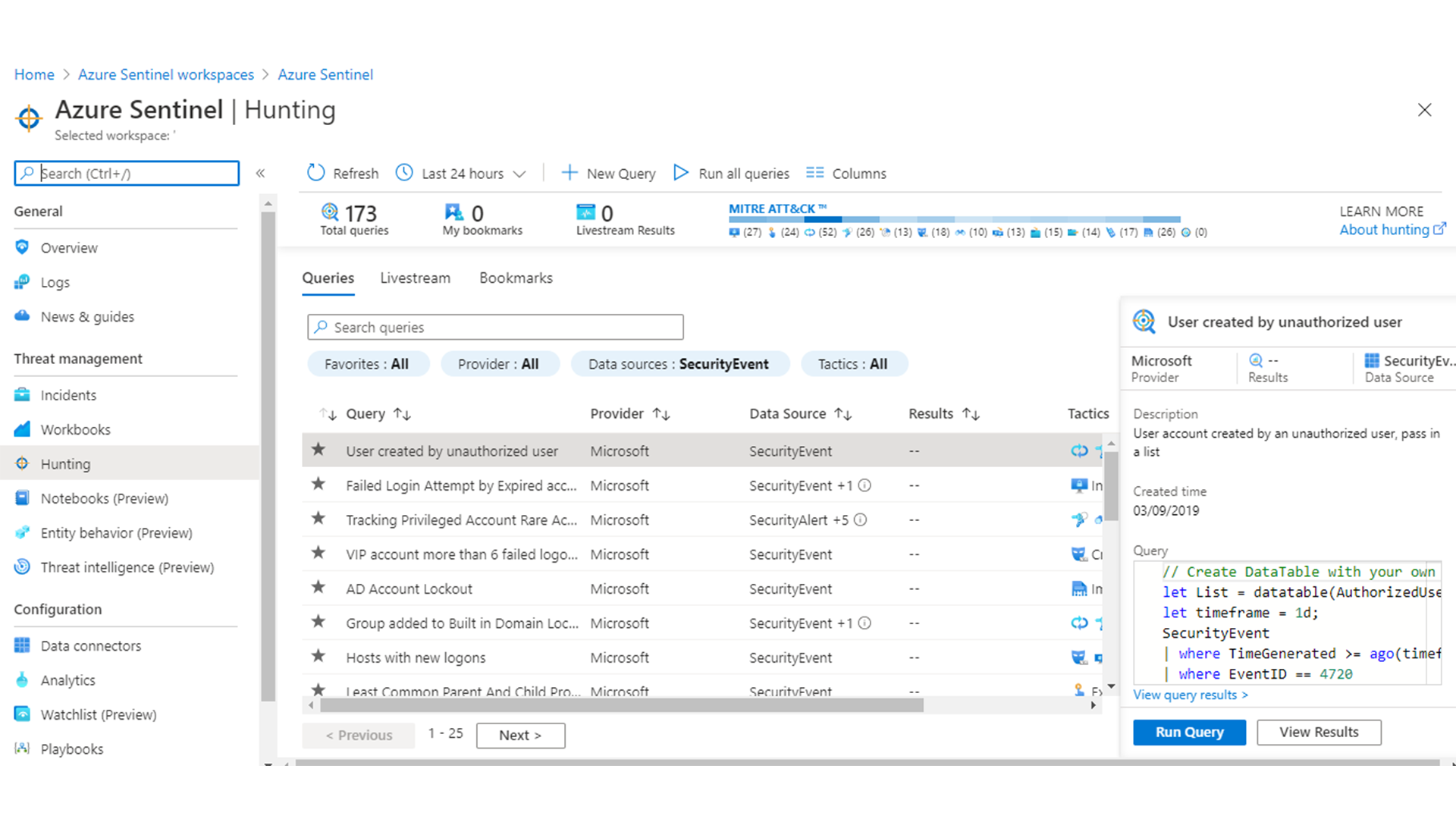 Azure Sentinel Threat Hunting