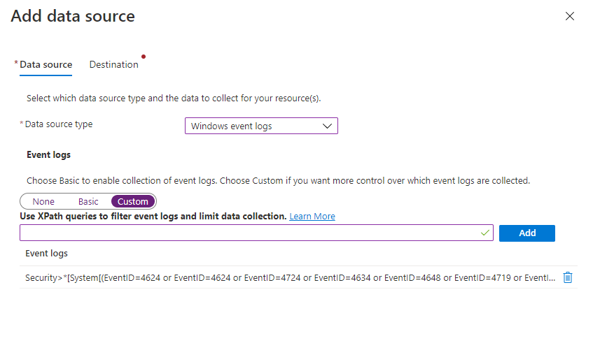 Azure monitor data collection rule to support Azure Sentinel agent AMA.
